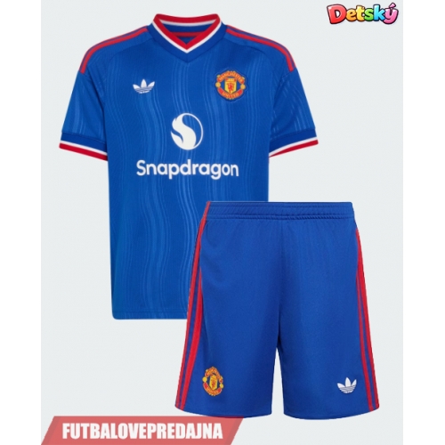 Lacne Dětský Futbalové dres Manchester United Youri Tielemans #18 2026-27 Krátky Rukáv - Preč (+ trenírky)